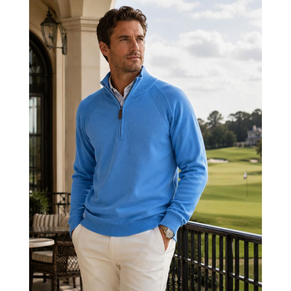 FootJoy Men’s XL Riviera Blue Half-Zip Golf Sweater NWT Wool Blend Retail $145